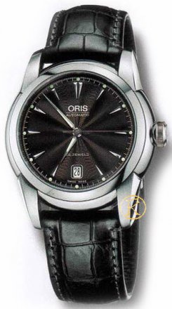 ORIS Artelier Date 40.5 Leather Strap Watch - Black Dial 6337544-4054LS