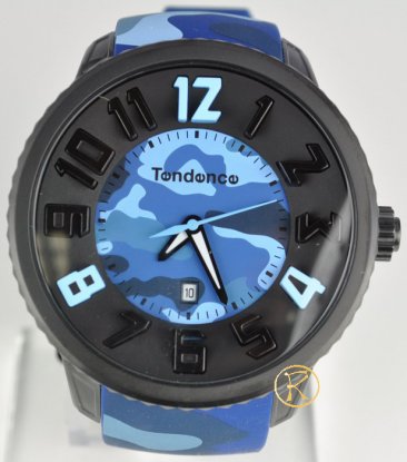 Tendence Round Gulliver Camo Blue Rubber Strap T0430029