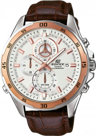 CASIO Edifice Mens Chronograph Brown Leather Strap EFR-547L-7AVUEF
