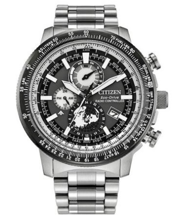 Citizen Promaster Eco-Drive Radio Controlled Dual Time Silver Stainless Steel Bracelet BY3006-53H