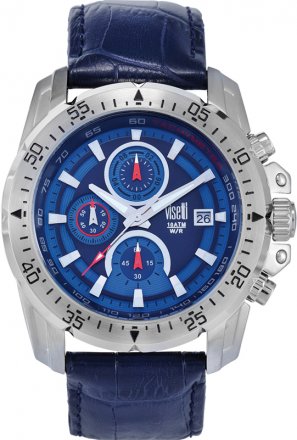 Visetti Matrix Series Silver Case Blue Leather Strap LZ-509SC