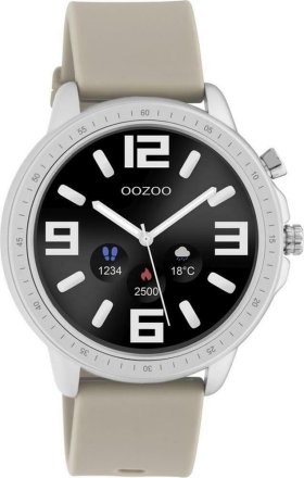 Oozoo Smartwatch Taupe Rubebr Strap Q00313