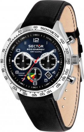 Sector 695 Eco Energy Black Leather Strap R3271613002