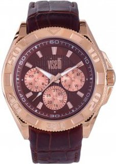VISETTI Casino Royal Rose Gold Brown Leather Strap SN-724-1RK