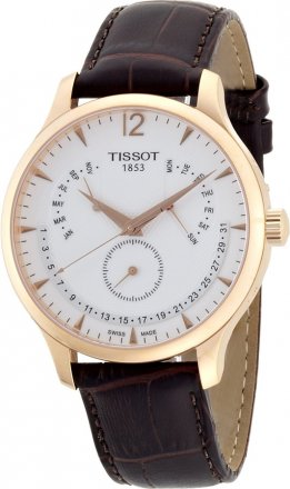 Tissot Τ-Classic Tradition Brown Leather Strap T063.637.36.037.00