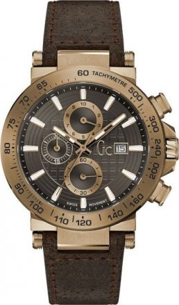 GUESS Collection Brown Leather Chronograph Y37001G5
