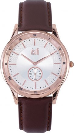 VISETTI Glorious Rose Gold Brown Leather Strap ZE-625RK