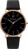 PIERRE LANNIER Rose Gold Black Leather Strap 203F033