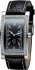 Cerruti Square Lady Crystal Silver Case Black Leather Strap CT100232X03