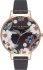Olivia Burton Flowers Rose Gold Black Leather Strap OB16BF04