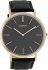 OOZOO Τimepieces Vintage Rose Gold Ultra Slim Black Leather Strap C6931