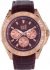 VISETTI Casino Royal Rose Gold Brown Leather Strap SN-724-1RK