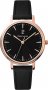 PIERRE LANNIER Rose Gold Black Leather Strap 092L933