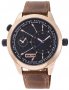 3GUYS Dual Time Brown Leather Strap 3G14589