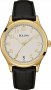 BULOVA Vintage Gold Black Leather Strap 97B147
