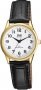 Q&Q Gold Black Leather Strap C215J104Y