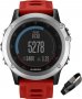 GARMIN Fenix 3 Bundle Silver Red Rubber Strap GA-010-01338-16