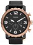 FOSSIL Nate Black Leather Strap Chronograph JR1369