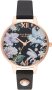 Olivia Burton Flowers Rose Gold Black Leather Strap OB16BF23