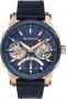 QUANTUM Dual Time Automatic Blue Leather Strap QMG593.999
