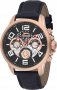 SLAZENGER DarkPanther Multifunction Black Leather Strap SL.01.1328.2.03