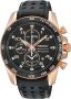Seiko Sportura Alarm Chronograph Rose Gold Plated Leather Strap SNAE80P1
