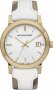 Burberry Swiss Check Fabric and White Leather Band White Dial Watch BU9015