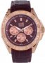 VISETTI Casino Royal Rose Gold Brown Leather Strap SN-724-1RK