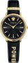 VERSACE V-Circle Gold Black Leather Strap VBP040017