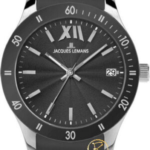 Jacques Lemans Rome Colour Sports Black Rubber Strap 1-1622T