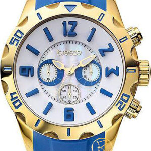 Breeze California Gold Blue Rubber Strap Chronograph 110051.18