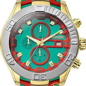 Breeze ρολόι Milkshake Stripes Gold Chrono Green Red Rubber Strap 110081.11