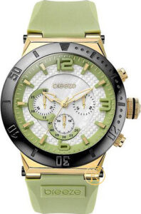 Breeze Gold Green Rubber Strap Chronograph 110111.8