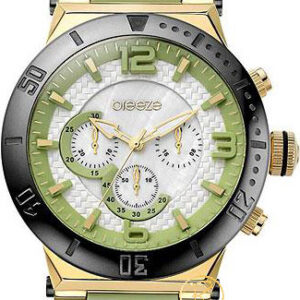 Breeze Gold Green Rubber Strap Chronograph 110111.8