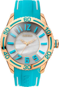 Breeze Miami Twist Rose Gold Light Blue Rubber Strap 110191.1