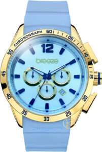 Breeze Popsicles Chrono Gold Light Blue Rubber Strap 110221.1