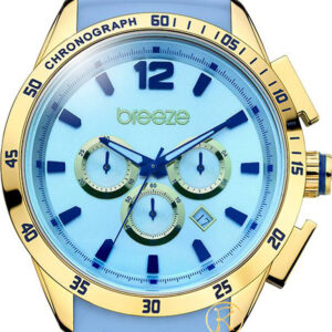 Breeze Popsicles Chrono Gold Light Blue Rubber Strap 110221.1