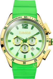 Breeze Popsicles Chrono Gold Green Rubber Strap 110221.7