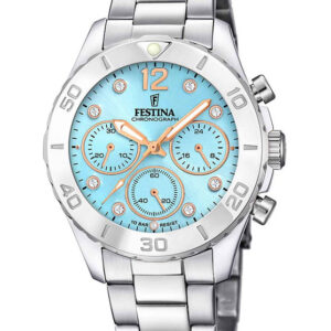 Festina Crystals Chronograph Silver Stainless Steel Bracelet  F20603/4