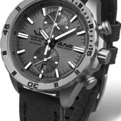 Vostok Europe Almaz Titanium Chronograph Black Leather Strap 6S11-320H264