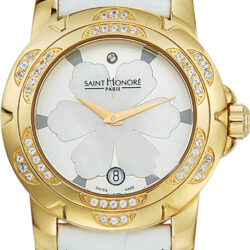 SAINT HONORE Diamonds Gold White Leather Strap 7520213ABYD