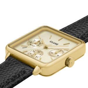 Cluse La Tétragone Multifunction Black Leather Strap CW13806