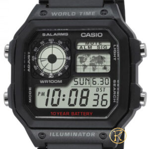 CASIO Collection Digital Black Rubber Strap AE-1200WH-1AVEF