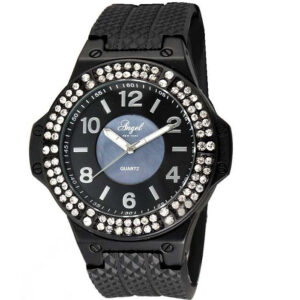 ANGEL Crystal Black Rubber Strap AR1217BB