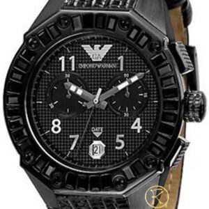Emporio ARMANI Chronograph Black Leather Strap - AR0668