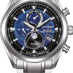 Citizen  Eco-Drive Moon Phase Titanium Radio Contr. Mens Watch BY1010-81L