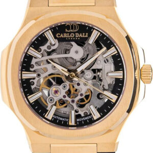 CARLO DALI "Timeless" Skeleton Black & Gold Rubber Watch CD.WA.0067.0170.01