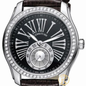 Cerruti Lady Crystal Black Dial and Leather Strap CT100302X02