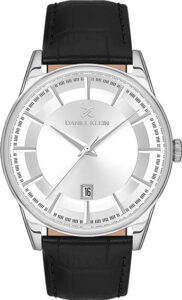 Daniel Klein Black Leather Strap Mens watch DK.1.13669-1
