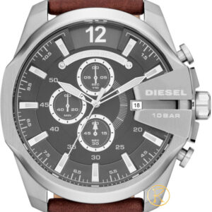 DIESEL Gunmetal Brown Leather Chronograph DZ4290